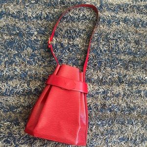 Authentic Louis Vuitton Epi Sac D'epaule Bucket Bag Red
